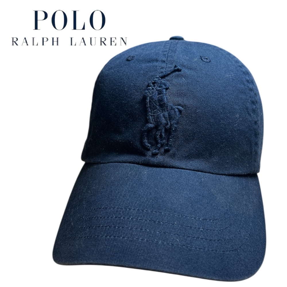 Polo Ralph Lauren VINTAGE Y2K #3 Navy Blue‎ Adjustable Hat - Picture 2 of 5